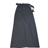 Anthropologie Elevenses Wide Leg Trousers Black Wrap Sash Belt Womens 8 Zip Side