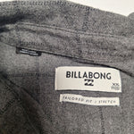 Billabong Flannel Button Down Gray Youth Boys XXL Fitted Stretch