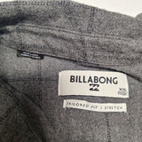 Billabong Flannel Button Down Gray Youth Boys XXL Fitted Stretch