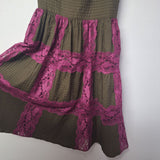 Betsey Johnson Lace Dress Y2K Brown Pink Spaghetti Strap Womens Size 4
