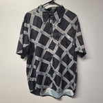 Jett Snap Down Shirt Black Gray Diamond Mens Large