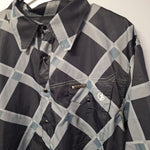 Jett Snap Down Shirt Black Gray Diamond Mens Large