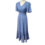 Sissyaki Dress Peasant Blue Lace Ruffle Long Maxi Womens Small Floral