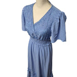 Sissyaki Dress Peasant Blue Lace Ruffle Long Maxi Womens Small Floral