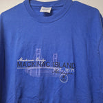 Mackinac Island Bridge Tee Shirt Blue Michigan Boat Nerd Mighty Mac Womens Large