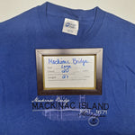 Mackinac Island Bridge Tee Shirt Blue Michigan Boat Nerd Mighty Mac Womens Large