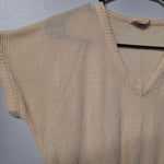 Cristin Stevens Vintage Top Blouse Knit Short Sleeve Sweater Beige Womens Small