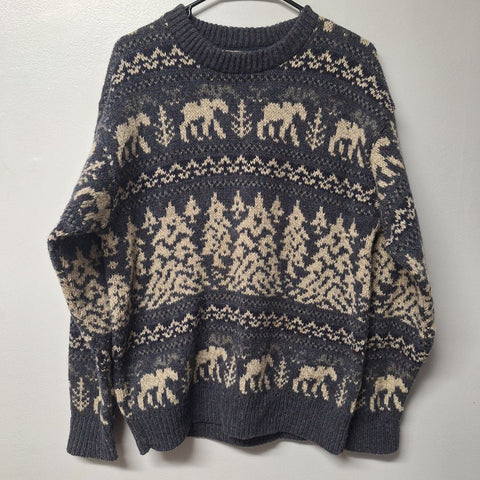 Alps Wool Sweater Moose Winter Fine Mens Apparel Medium Vintage Rustic Cabin