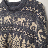 Alps Wool Sweater Moose Winter Fine Mens Apparel Medium Vintage Rustic Cabin