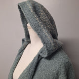 Simply Noelle Hooded Wrap Poncho Fringe Soft Blue Gray Womens One Size Cabin