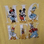 Disney Friends Mickey Mouse Tee Shirt Yellow Womens Small Minnie Goofy Donald