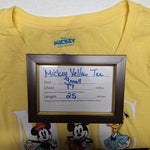 Disney Friends Mickey Mouse Tee Shirt Yellow Womens Small Minnie Goofy Donald