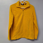 Lands End Fleece Pullover Yellow Quarter Zip Collar Womens Small 6 8 Long Sleeve