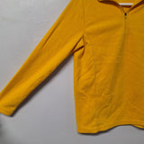 Lands End Fleece Pullover Yellow Quarter Zip Collar Womens Small 6 8 Long Sleeve