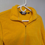 Lands End Fleece Pullover Yellow Quarter Zip Collar Womens Small 6 8 Long Sleeve