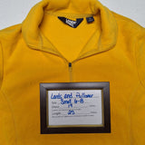 Lands End Fleece Pullover Yellow Quarter Zip Collar Womens Small 6 8 Long Sleeve