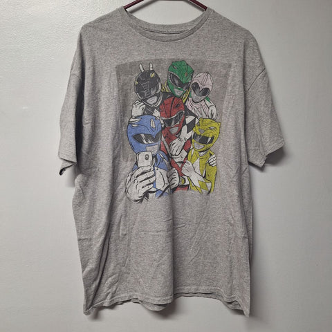 Power Rangers Graphic Tee Shirt Gray Adult XL Faded Retro Nostalgia