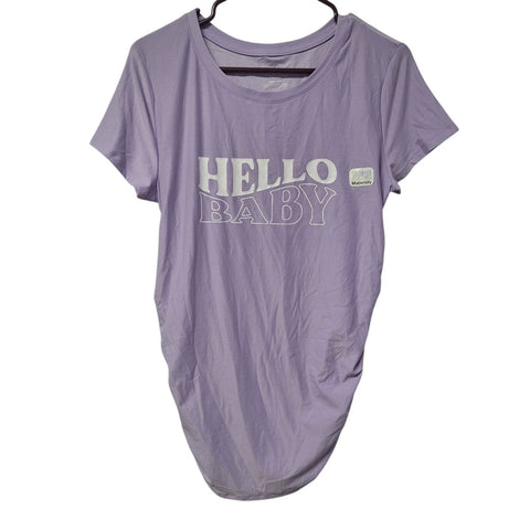 Time and Tru Hello Baby Maternity Shirt Rouche Side Purple Women Small Pregnancy