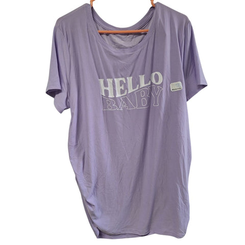 Time and Tru Hello Baby Maternity Shirt Rouched Side Purple Womens XXL Pregnancy