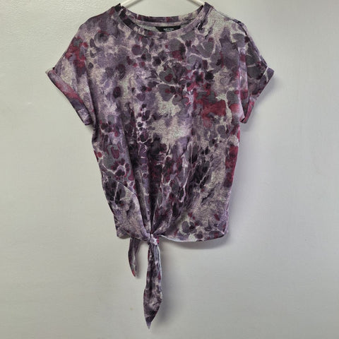 Simply Vera Wang Tie Shirt Short Sleeve Purple Womens Small Baggy