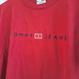 Tommy Jeans Tee Shirt Red Hilfiger Mens Medium Heavy Cotton