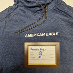 American Eagle Hoodie Mens Large Blue Basic Reflective