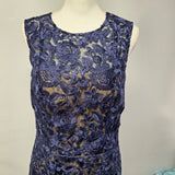 hitherto Lace Dress Blue Lined Zip Womens 12 Floor Length Mother Bride Groom