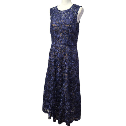 hitherto Lace Dress Blue Lined Zip Womens 12 Floor Length Mother Bride Groom