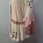 Saharies Embroidered Cardigan Button Pleated Floral Womens Large