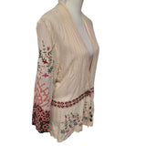 Saharies Embroidered Cardigan Button Pleated Floral Womens Large