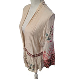 Saharies Embroidered Cardigan Button Pleated Floral Womens Large