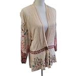 Saharies Embroidered Cardigan Button Pleated Floral Womens Large