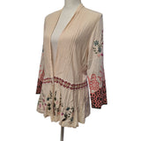 Saharies Embroidered Cardigan Button Pleated Floral Womens Large