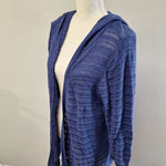 Dressbarn Hooded Cardigan Knit Blue Open Front Long Sleeve Womens Plus 2X