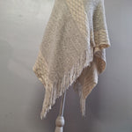 Anthropologie Do Everything In love Poncho One Size Faux Fur Collar Knit Fringe