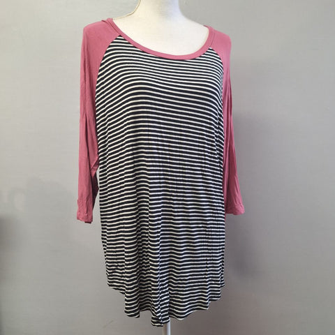 Maurices 24 7 Active Daily Wear Striped Top Pink Womens Plus Size 1