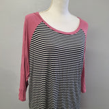 Maurices 24 7 Active Daily Wear Striped Top Pink Womens Plus Size 1