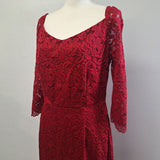 Knitee Red Lace Dress Mother Bride Groom Winter Formal Prom Womens XL 16 18 Zip