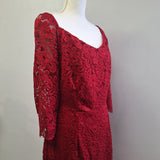 Knitee Red Lace Dress Mother Bride Groom Winter Formal Prom Womens XL 16 18 Zip