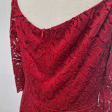 Knitee Red Lace Dress Mother Bride Groom Winter Formal Prom Womens XL 16 18 Zip