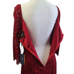 Knitee Red Lace Dress Mother Bride Groom Winter Formal Prom Womens XL 16 18 Zip