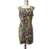 Samuel Dong Dress GreenFloeal Ruffle Womems XL Sleeveless