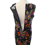 Jessica Howard Linen Beaded Floral Dress Flowers Black Sleeveless Womens 14