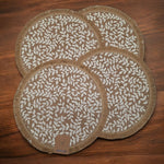 Round Jute Fringe Placemat Vines Fall 15 Inch Set of 4 Create Decorate Celebrate