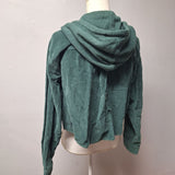 American Eagle Cropped Corduroy Hooded Jacket Green Pockets Womens Medium