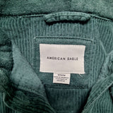 American Eagle Cropped Corduroy Hooded Jacket Green Pockets Womens Medium