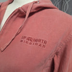 Momentum Up North Michigan Hoodie Pink Full Zip Womens Juniors Large Pockets