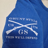 Grunt Style Messy Buns Guns Tee Shirt Womens Junior XXL Blue Gray Flag