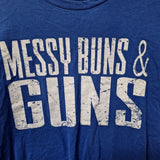 Grunt Style Messy Buns Guns Tee Shirt Womens Junior XXL Blue Gray Flag