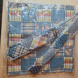 Tietle New York Patchwork Tie Pocket Square Set Handmade Blue